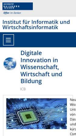 Vorschau der mobilen Webseite www.icb.uni-due.de, Fachbereich Informatik Universität Duisburg-Essen