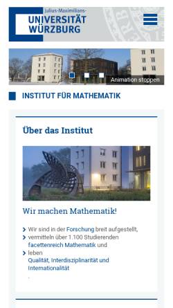Vorschau der mobilen Webseite www.mathematik.uni-wuerzburg.de, Bayerische Julius-Maximilians-Universität Würzburg - Fakultät für Mathematik und Informatik