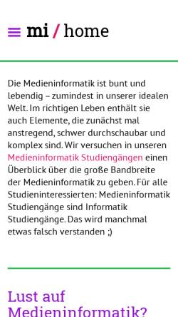 Vorschau der mobilen Webseite www.medieninformatik.th-koeln.de, Studiengang Medieninformatik an der Fachhochschule Köln