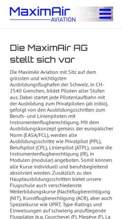 Vorschau der mobilen Webseite maximair.ch, MaximAir AG