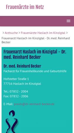 Vorschau der mobilen Webseite www.dr-reinhard-becker.de, Becker, Dr. Reinhard