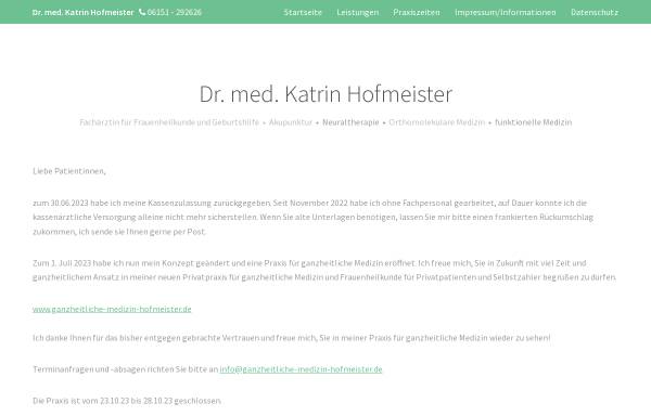 Vorschau von www.frauenaerztin-hofmeister.de, Hofmeister, Dr. med. Katrin