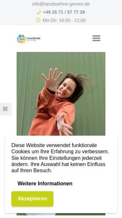 Vorschau der mobilen Webseite www.tanzbuehne-greven.de, Tanzbühne Greven
