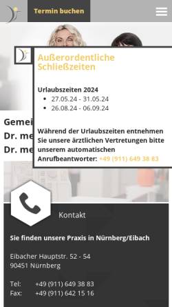 Vorschau der mobilen Webseite www.gyn-eibach.de, Niedernhuber-Lueg, Dr. Eva