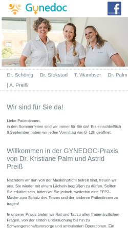 Vorschau der mobilen Webseite gynedoc.com, Palm, Dr. med. Kristiane