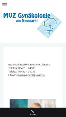 Vorschau der mobilen Webseite www.gynpunktpraxis.de, Reichwein-Vinh, Dr. med. A., Luderer, Dr. med. E.