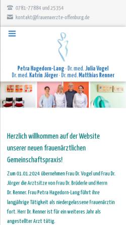 Vorschau der mobilen Webseite www.frauenaerzte-offenburg.de, Renner, Dr. med. Matthias, Brüderle, Dr. med. Elke, Hagedorn-Lang, Petra