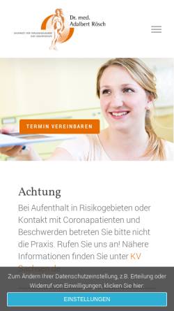 Vorschau der mobilen Webseite roesch-frauenarzt.de, Rösch, Dr. med. Adalbert