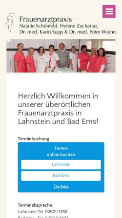 Vorschau der mobilen Webseite www.frauenarzt-lahnstein.de, Wiehn, Dr. med. Peter und Schönfeld, Natalie