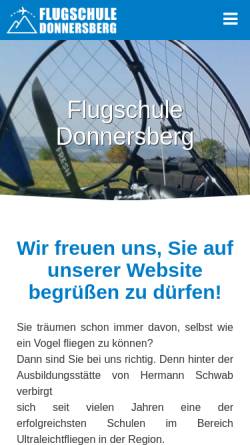 Vorschau der mobilen Webseite www.flugschule-hermannschwab.de, Donnersberger Flugschule
