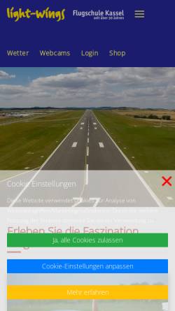 Vorschau der mobilen Webseite www.ultraleicht.de, Ultraleicht-Flugschule Kassel-Calden