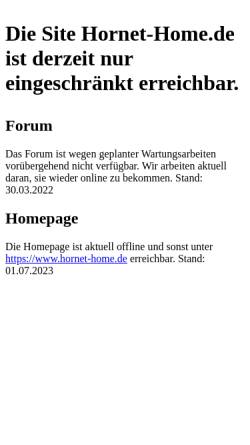 Vorschau der mobilen Webseite www.hornet-home.de, Honda Hornet