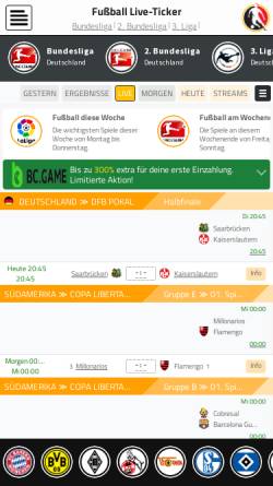 Vorschau der mobilen Webseite www.fussball-liveticker.eu, Fussball Liveticker