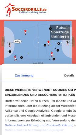 Vorschau der mobilen Webseite www.soccerdrills.de, Animiertes Fußball-Training