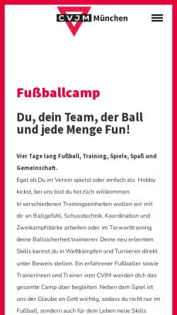 Vorschau der mobilen Webseite www.cvjm-fussballcamp.de, CVJM Fußballcamp des CVJM München