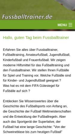 Vorschau der mobilen Webseite www.fussballtrainer.de, Fußball Trainer