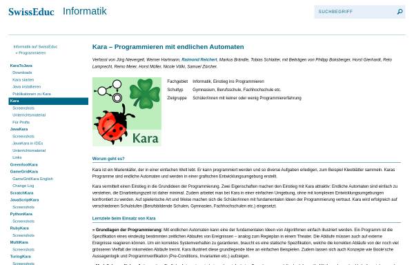 Vorschau von www.swisseduc.ch, Programmieren lernen mit Kara