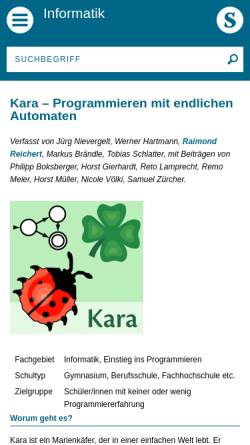 Vorschau der mobilen Webseite www.swisseduc.ch, Programmieren lernen mit Kara