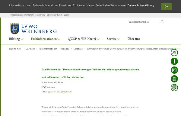 Vorschau von www.lvwo-bw.de, Pseudo-Wiederholungen bei der Verrechnung von landwirtschaftlichen Versuchen