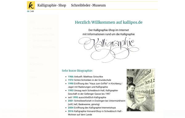 Vorschau von kallipos.de, Kalligraphie-Shop und Schreibfeder-Museum