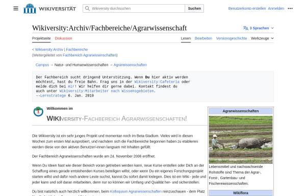 Vorschau von de.wikiversity.org, Wikiversity: Fachbereich Agrarwissenschaften