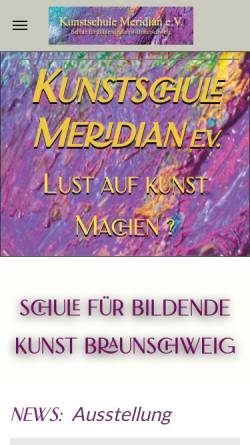 Vorschau der mobilen Webseite www.kunstschule-meridian.de, Kunstschule Meridian e.V.