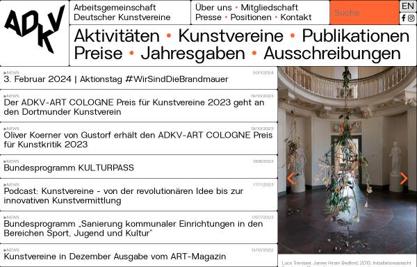 Vorschau von www.kunstvereine.de, Arbeitsgemeinschaft Deutscher Kunstvereine (AdKV)