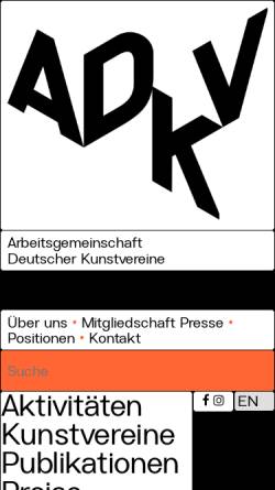 Vorschau der mobilen Webseite www.kunstvereine.de, Arbeitsgemeinschaft Deutscher Kunstvereine (AdKV)