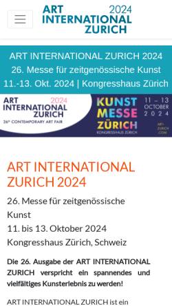 Vorschau der mobilen Webseite www.art-zurich.com, Art International Zurich - Kunstmesse Zürich