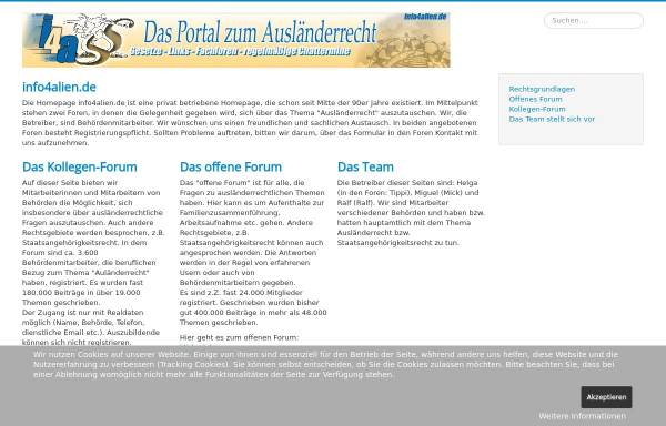 Vorschau von www.info4alien.de, Ausländerrecht-Portal