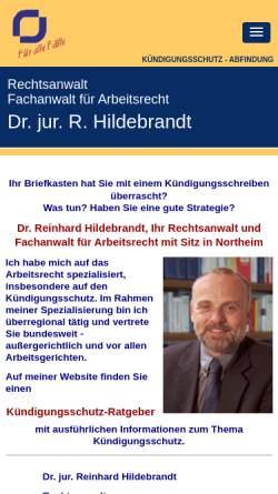 Vorschau der mobilen Webseite www.dr-hildebrandt.de, Kündigung - was tun? Ratgeber zum Kündigungsschutz