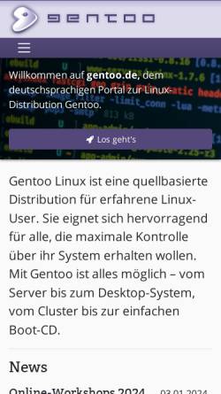 Vorschau der mobilen Webseite www.gentoo.de, Gentoo Linux