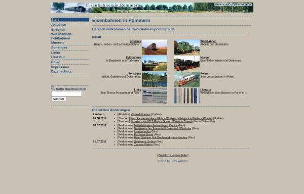 Vorschau von www.bahn-in-pommern.de, Eisenbahnen in Pommern