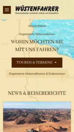 Vorschau der mobilen Webseite www.wuestenfahrer.com, Wüstenfahrer GmbH