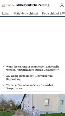 Vorschau der mobilen Webseite www.mz-web.de, Mitteldeutsche Zeitung