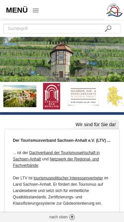Vorschau der mobilen Webseite www.tourismusverband-sachsen-anhalt.de, Tourismusverband Sachsen-Anhalt
