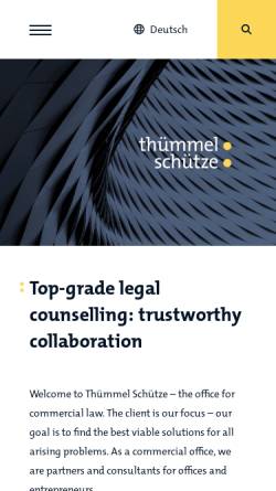 Vorschau der mobilen Webseite www.tsp-law.com, Thümmel, Schütze & Partner