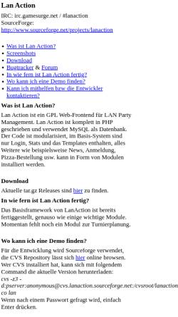Vorschau der mobilen Webseite lanaction.sourceforge.net, LanAction