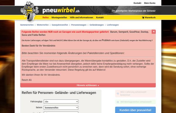 Vorschau von www.pneuwirbel.ch, Pneuwirbel, Resch AG