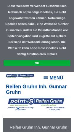 Vorschau der mobilen Webseite www.reifen-gruhn.de, Reifen Gruhn, Gunnar Gruhn