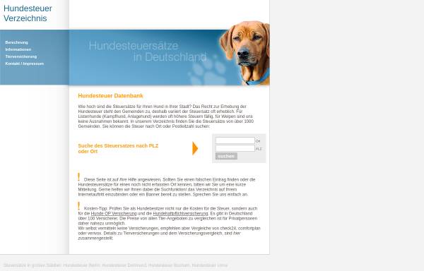 Vorschau von www.hundesteuer-verzeichnis.de, Hundesteuer Verzeichnis