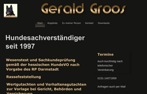 Vorschau von www.geraldgroos.de, VDH-Sachverständiger Gerald Groos