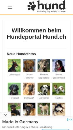 Vorschau der mobilen Webseite www.hund.ch, Der Hund