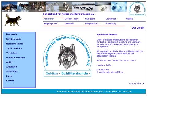 Vorschau von www.sbfnh.com, Schutzbund für Nordische Hunderassen e.V.