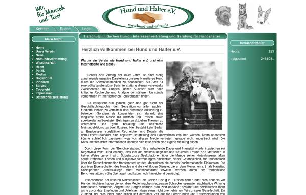 Vorschau von www.hund-und-halter.de, Verein gegen die Diskriminierung von Hund und Halter e.V.