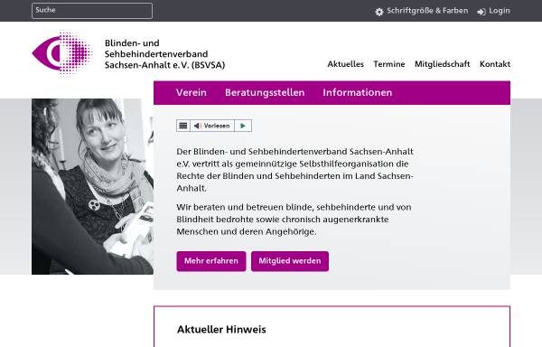 Vorschau von www.bsv-sachsen-anhalt.de, Blinden- und Sehbehindertenverband Sachsen-Anhalt e. V.