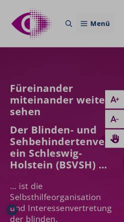 Vorschau der mobilen Webseite www.bsvsh.org, Blinden- und Sehbehindertenverein Schleswig-Holstein e.V.