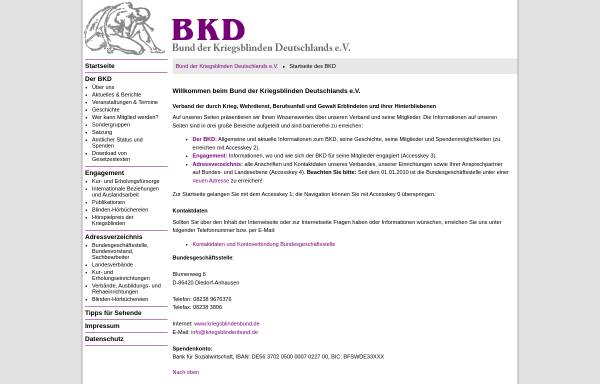 Vorschau von www.kriegsblindenbund.de, Bund der Kriegsblinden Deutschlands e.V.
