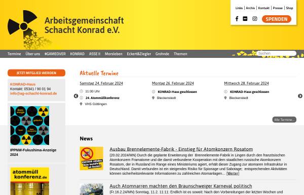 Vorschau von www.ag-schacht-konrad.de, Arbeitsgemeinschaft Schacht Konrad
