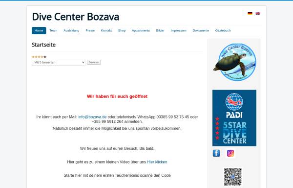Vorschau von www.bozava.de, Tauchschule Bozava